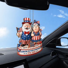 Load image into Gallery viewer, Personalized Wood Car Hanging Ornament American Flag Gift for Couple
