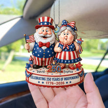 Load image into Gallery viewer, Personalized Wood Car Hanging Ornament American Flag Gift for Couple
