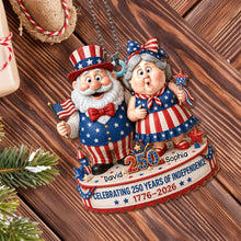 Load image into Gallery viewer, Personalized Wood Car Hanging Ornament American Flag Gift for Couple
