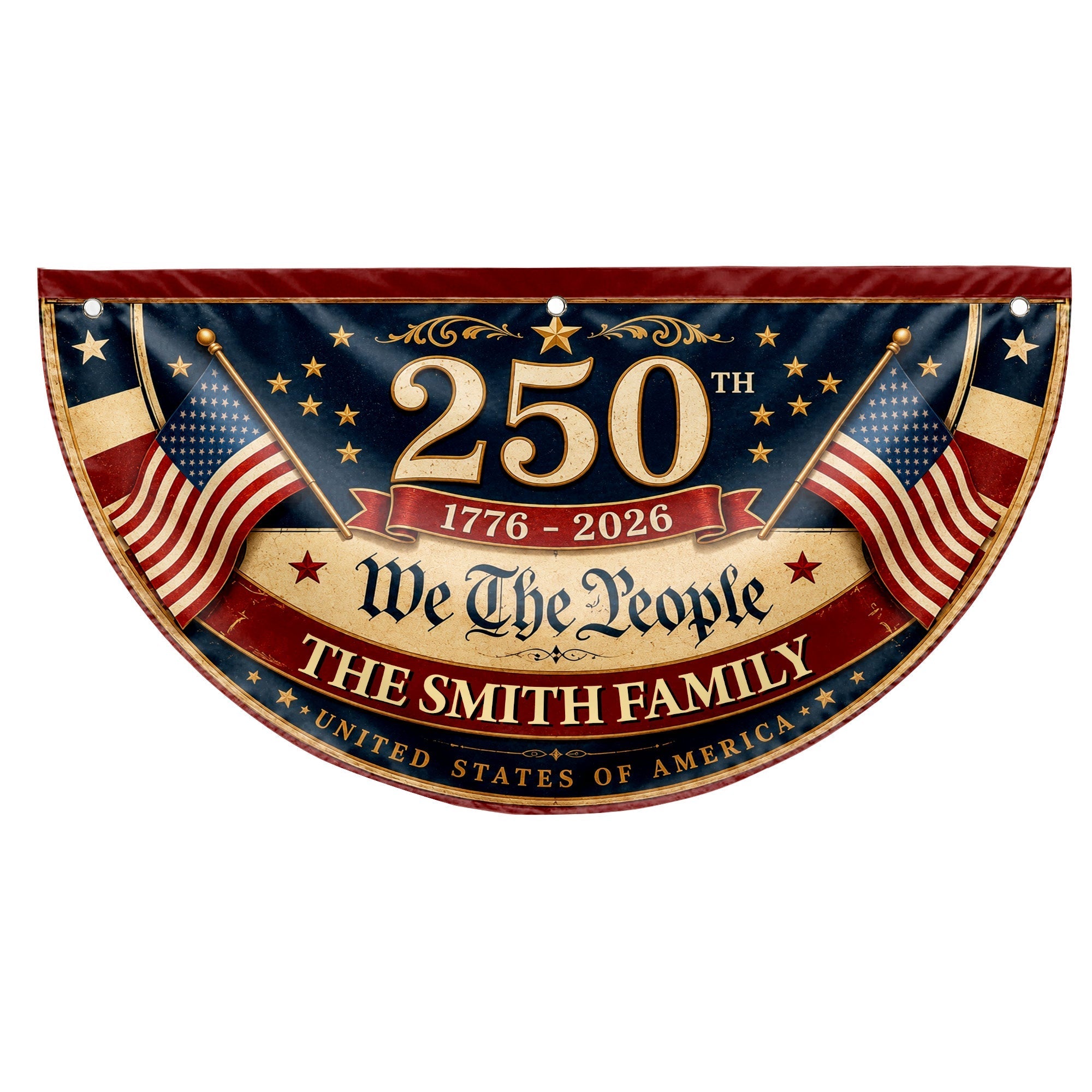 Personalized USA Flag Non-Pleated Fan Flag Custom Family Gift