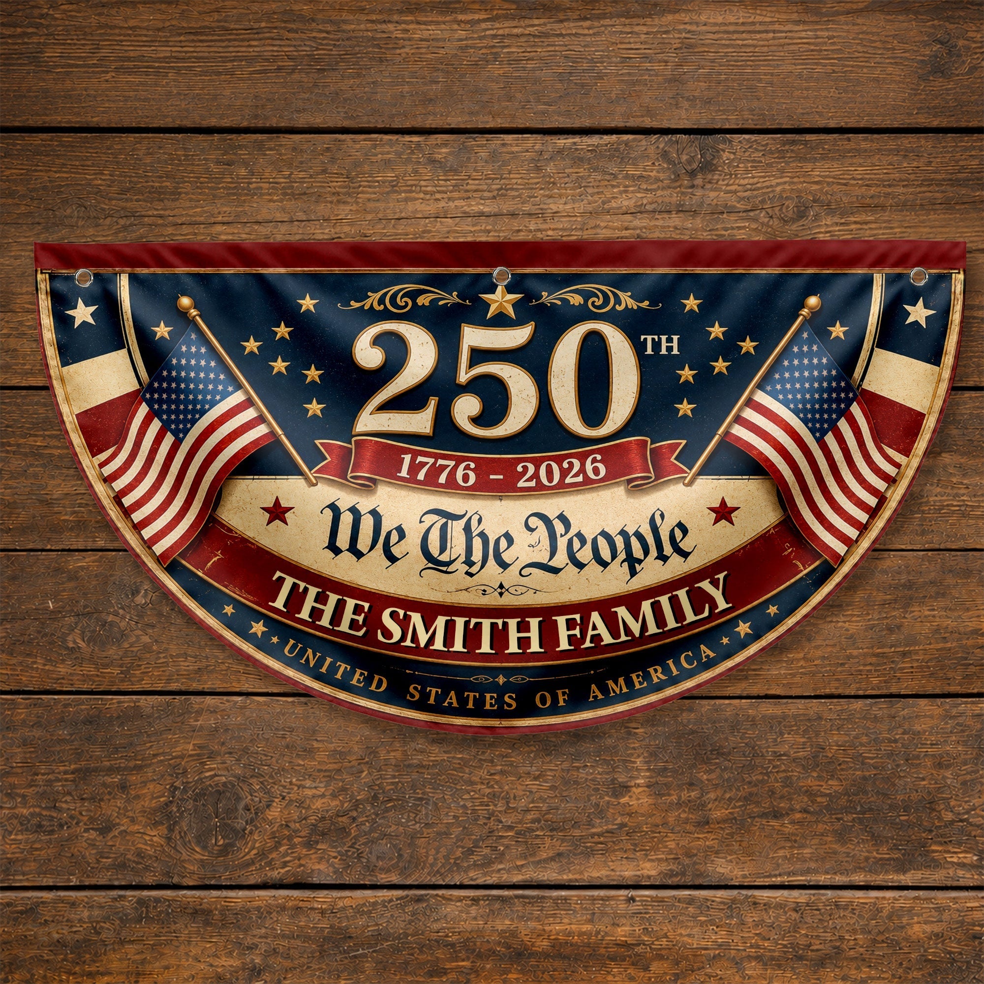 Personalized USA Flag Non-Pleated Fan Flag Custom Family Gift