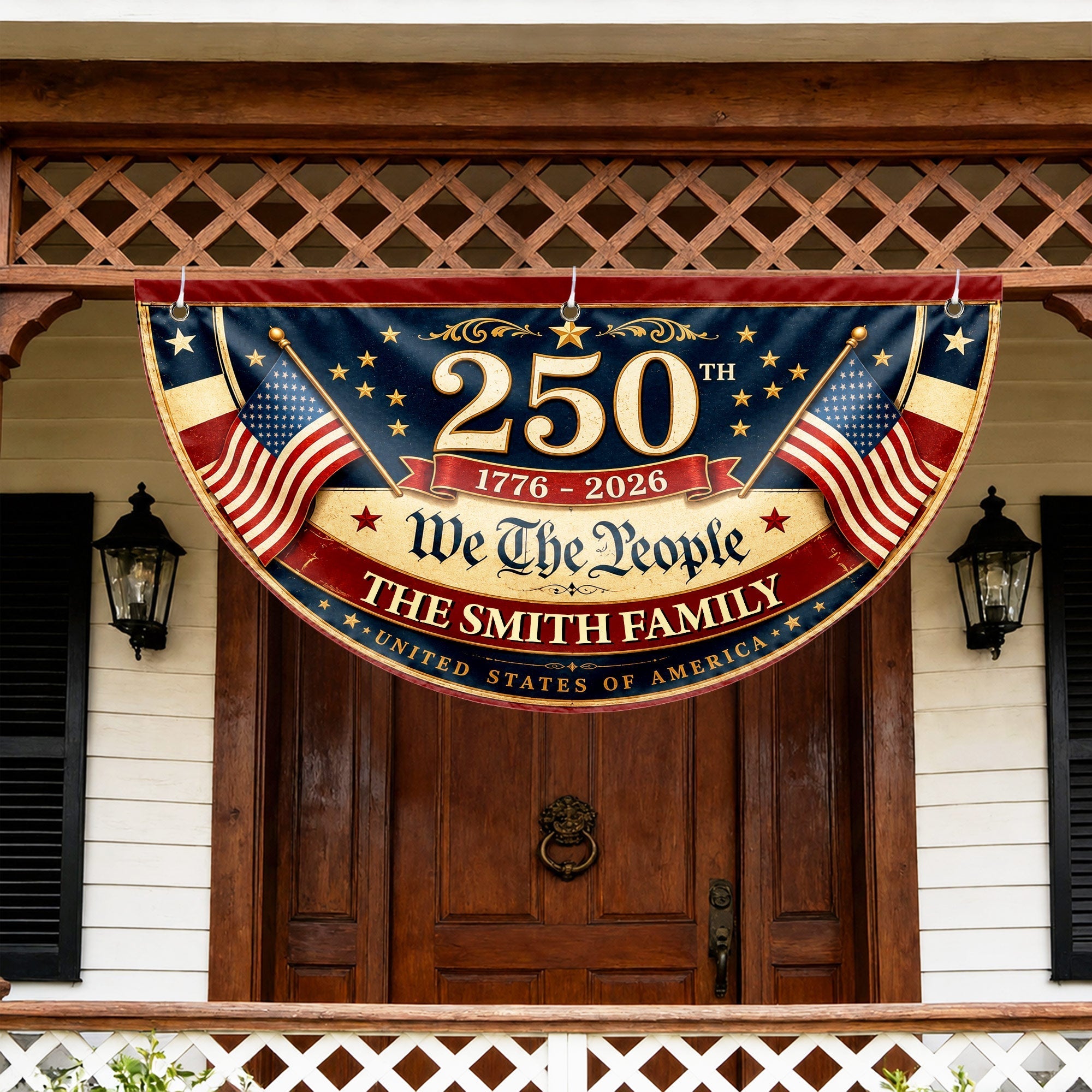 Personalized USA Flag Non-Pleated Fan Flag Custom Family Gift