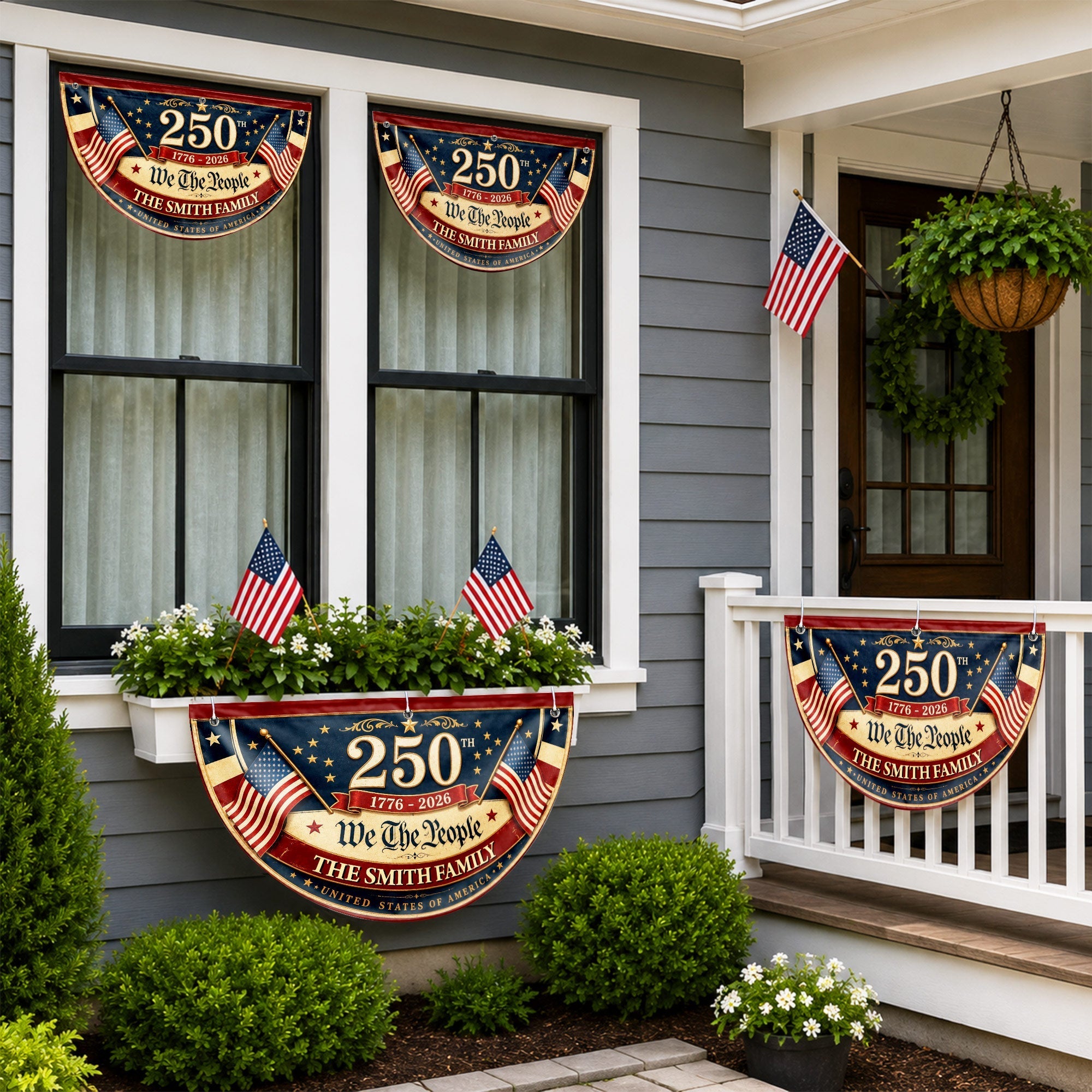 Personalized USA Flag Non-Pleated Fan Flag Custom Family Gift