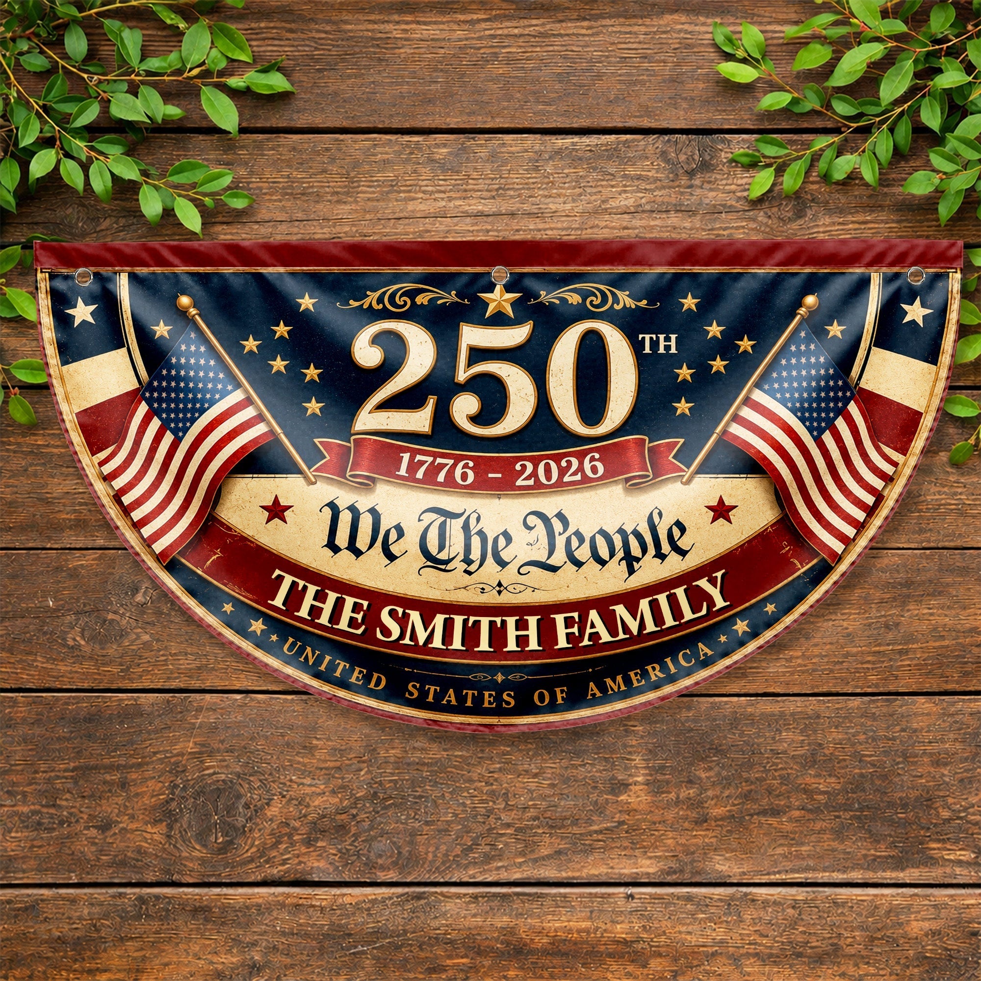 Personalized USA Flag Non-Pleated Fan Flag Custom Family Gift