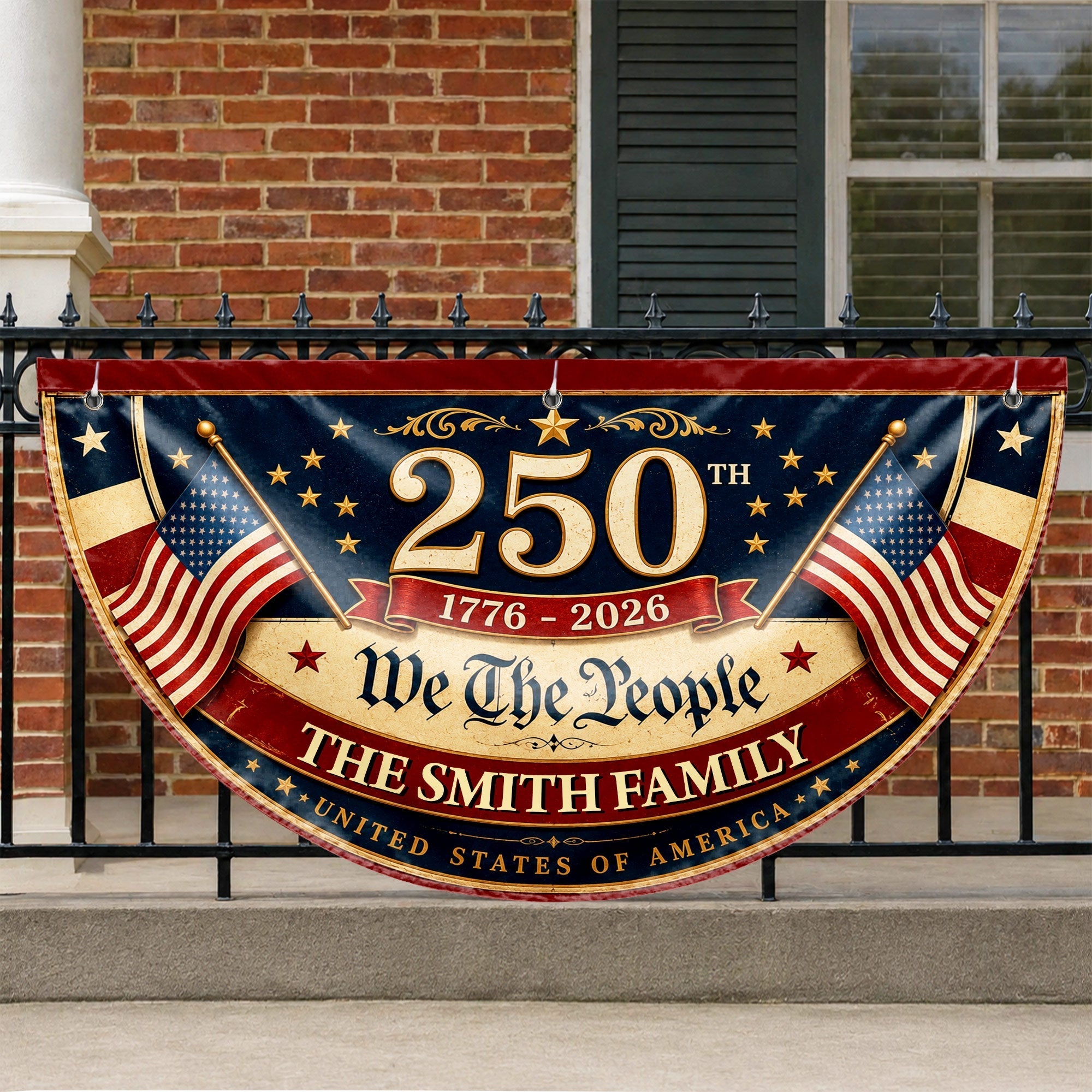 Personalized USA Flag Non-Pleated Fan Flag Custom Family Gift