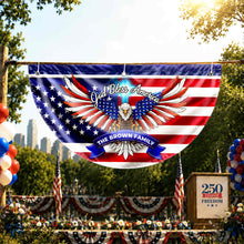 Load image into Gallery viewer, Personalized American Flag Fan Flag Custom Family Name 4th of July Gift
