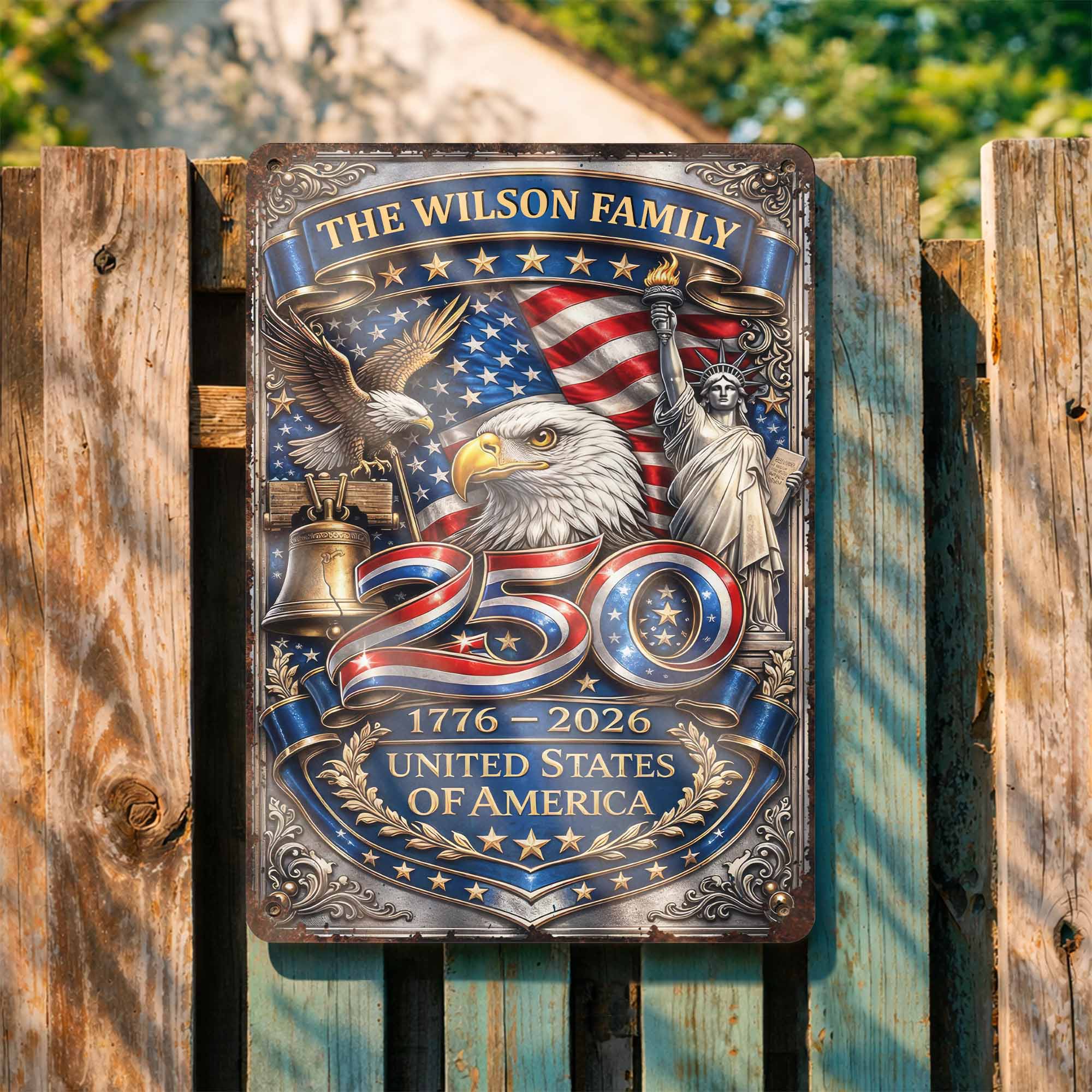 Personalized 250th Anniversary Metal Sign Custom Name Gift