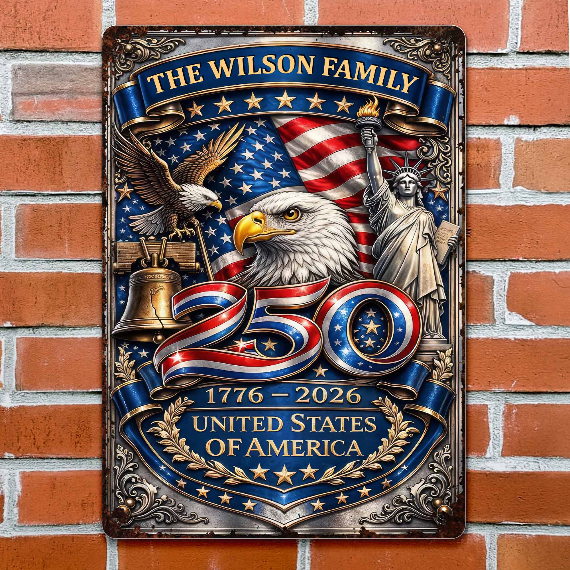 Personalized 250th Anniversary Metal Sign Custom Name Gift
