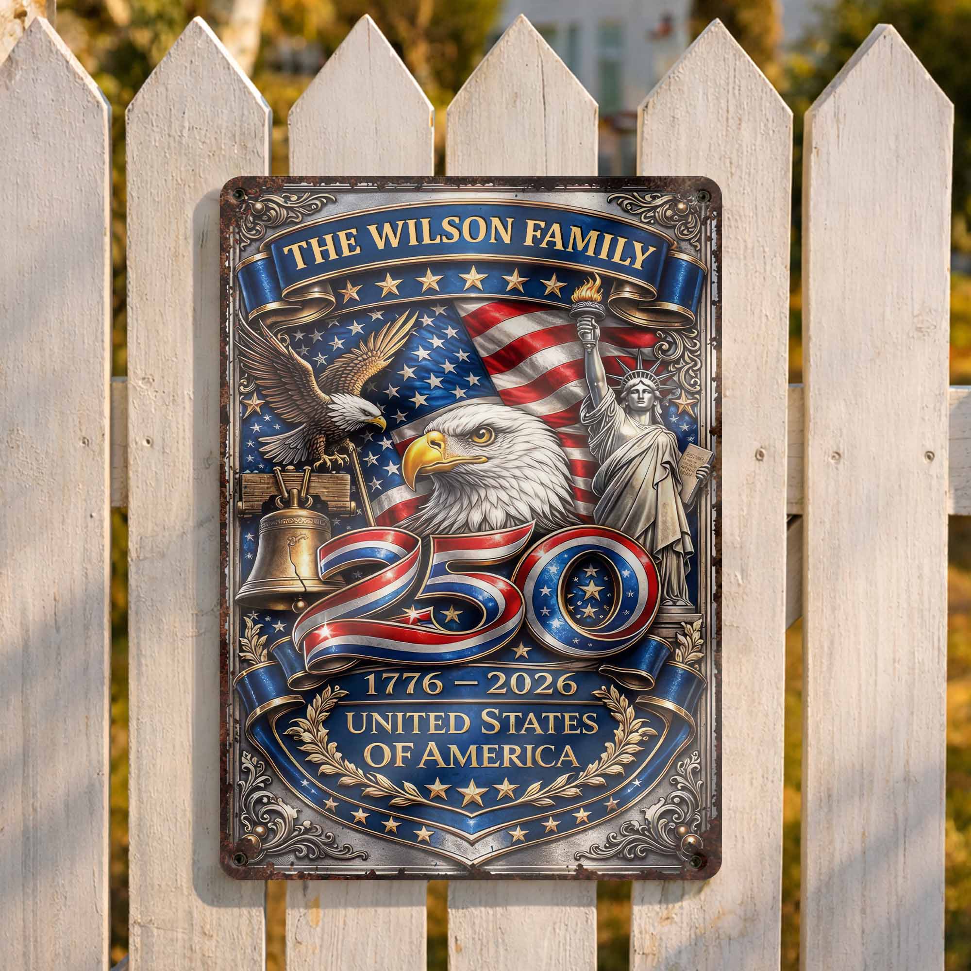 Personalized 250th Anniversary Metal Sign Custom Name Gift