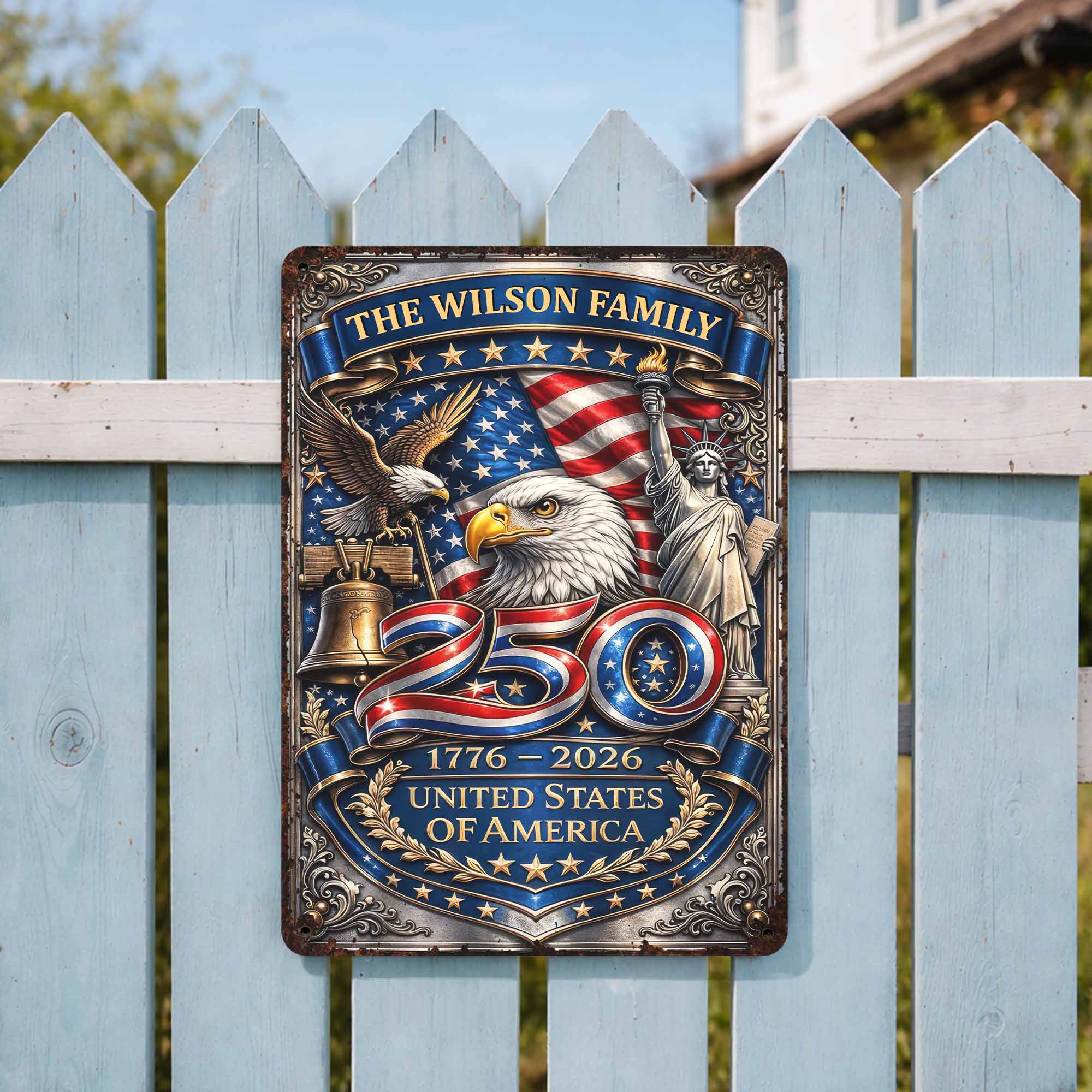 Personalized 250th Anniversary Metal Sign Custom Name Gift