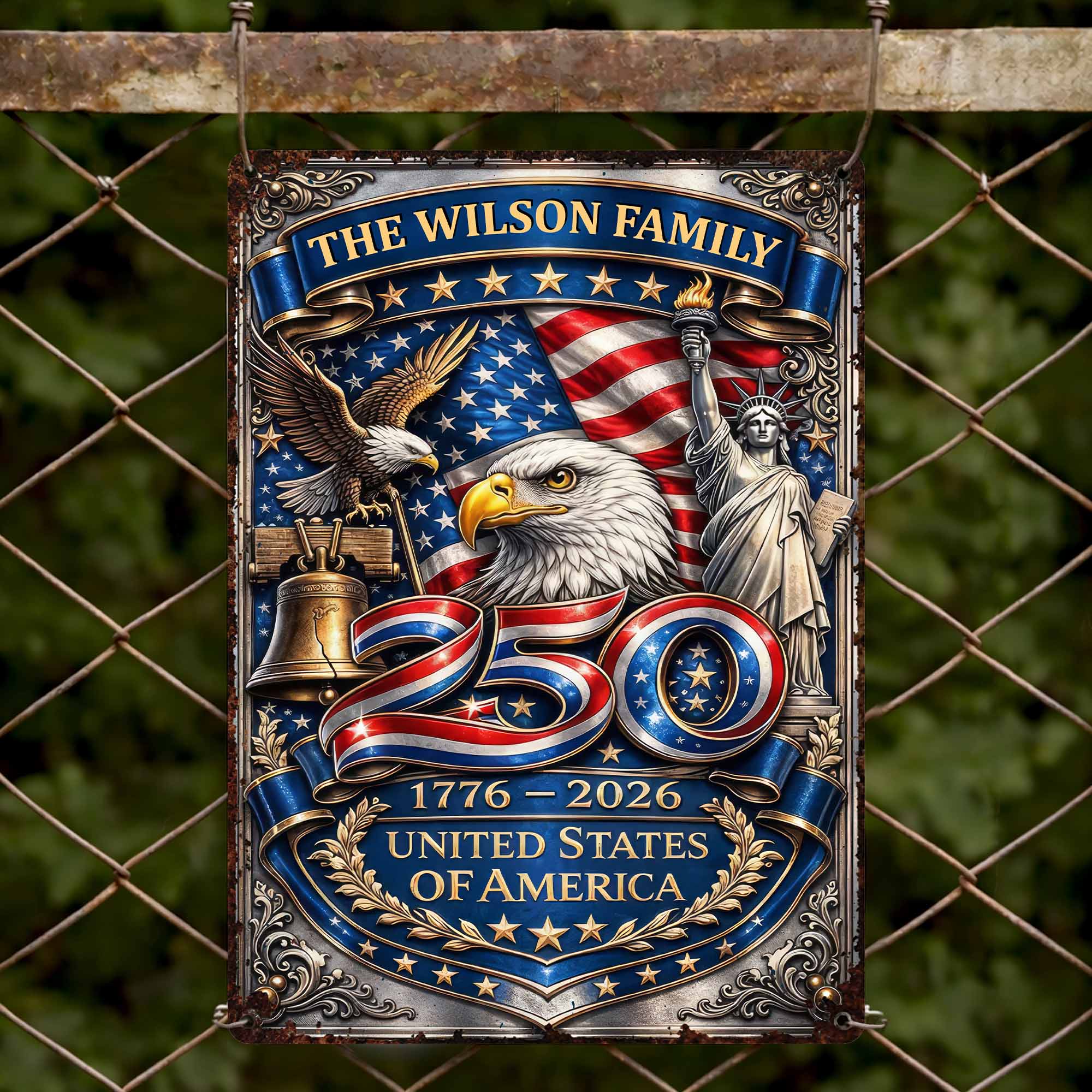 Personalized 250th Anniversary Metal Sign Custom Name Gift