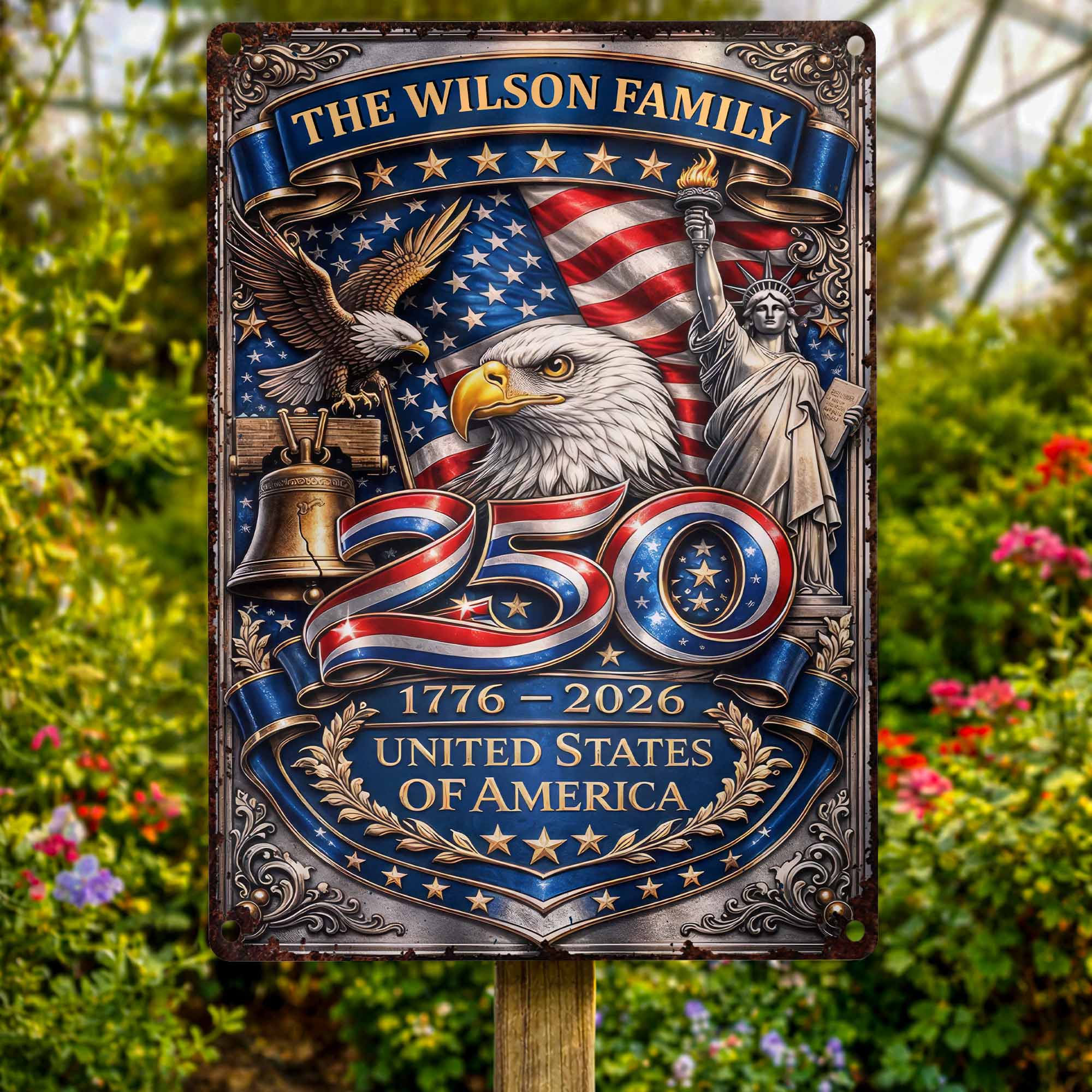 Personalized 250th Anniversary Metal Sign Custom Name Gift