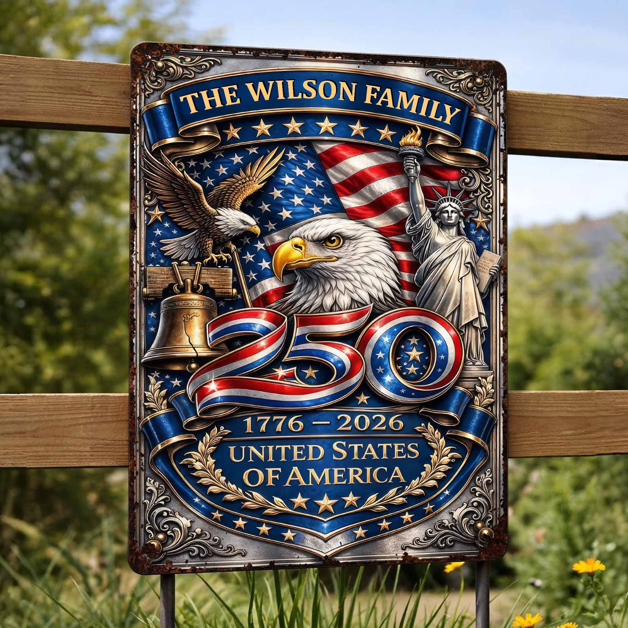 Personalized 250th Anniversary Metal Sign Custom Name Gift