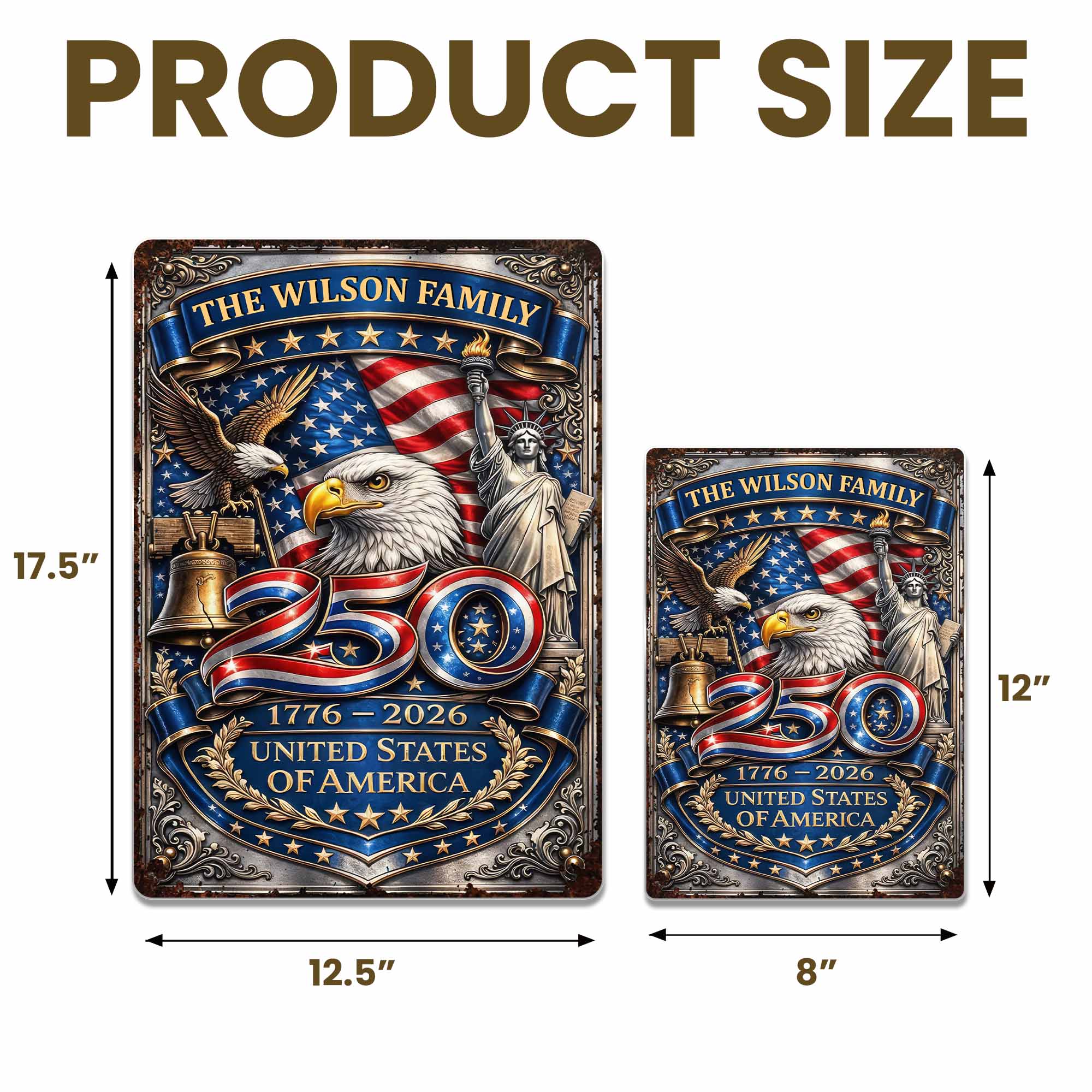 Personalized 250th Anniversary Metal Sign Custom Name Gift