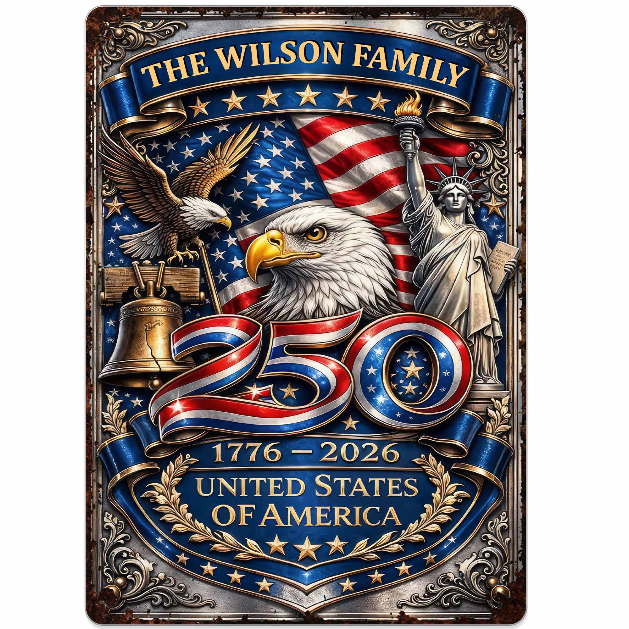 Personalized 250th Anniversary Metal Sign Custom Name Gift