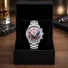 Load image into Gallery viewer, Personalized Black Men's Watch Custom Name Eagle Design Gift
