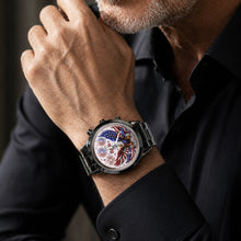 Load image into Gallery viewer, Personalized Black Men's Watch Custom Name Eagle Design Gift
