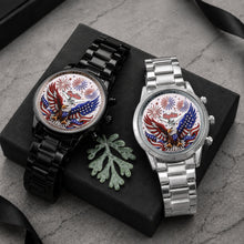Load image into Gallery viewer, Personalized Black Men's Watch Custom Name Eagle Design Gift
