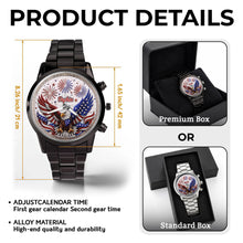 Load image into Gallery viewer, Personalized Black Men's Watch Custom Name Eagle Design Gift
