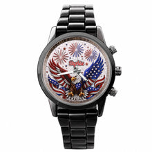 Load image into Gallery viewer, Personalized Black Men's Watch Custom Name Eagle Design Gift
