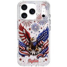 Load image into Gallery viewer, Personalized Clear Phone Case Patriotic Eagle USA Flag Gift
