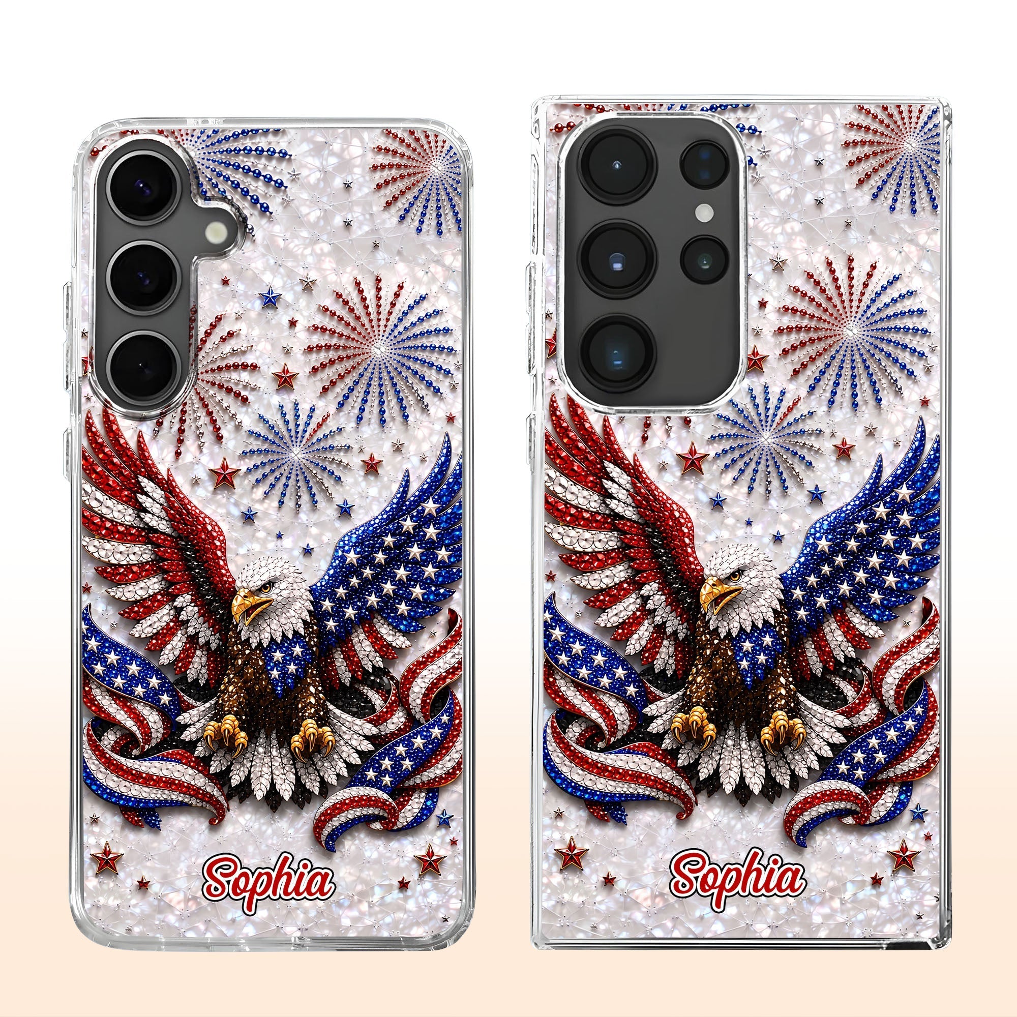 Personalized Clear Phone Case Patriotic Eagle USA Flag Gift