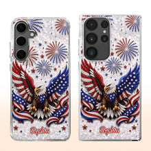 Load image into Gallery viewer, Personalized Clear Phone Case Patriotic Eagle USA Flag Gift
