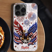 Load image into Gallery viewer, Personalized Clear Phone Case Patriotic Eagle USA Flag Gift
