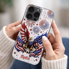 Load image into Gallery viewer, Personalized Clear Phone Case Patriotic Eagle USA Flag Gift
