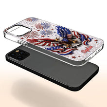 Load image into Gallery viewer, Personalized Clear Phone Case Patriotic Eagle USA Flag Gift
