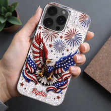 Load image into Gallery viewer, Personalized Clear Phone Case Patriotic Eagle USA Flag Gift
