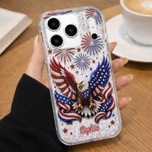 Load image into Gallery viewer, Personalized Clear Phone Case Patriotic Eagle USA Flag Gift
