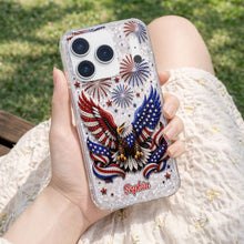 Load image into Gallery viewer, Personalized Clear Phone Case Patriotic Eagle USA Flag Gift
