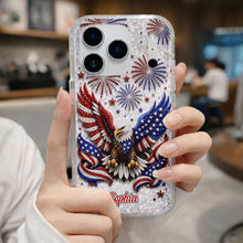 Load image into Gallery viewer, Personalized Clear Phone Case Patriotic Eagle USA Flag Gift

