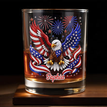 Load image into Gallery viewer, Personalized Custom Whiskey Glass USA Flag Eagle Gift for Dad
