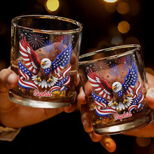 Load image into Gallery viewer, Personalized Custom Whiskey Glass USA Flag Eagle Gift for Dad
