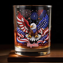 Load image into Gallery viewer, Personalized Custom Whiskey Glass USA Flag Eagle Gift for Dad
