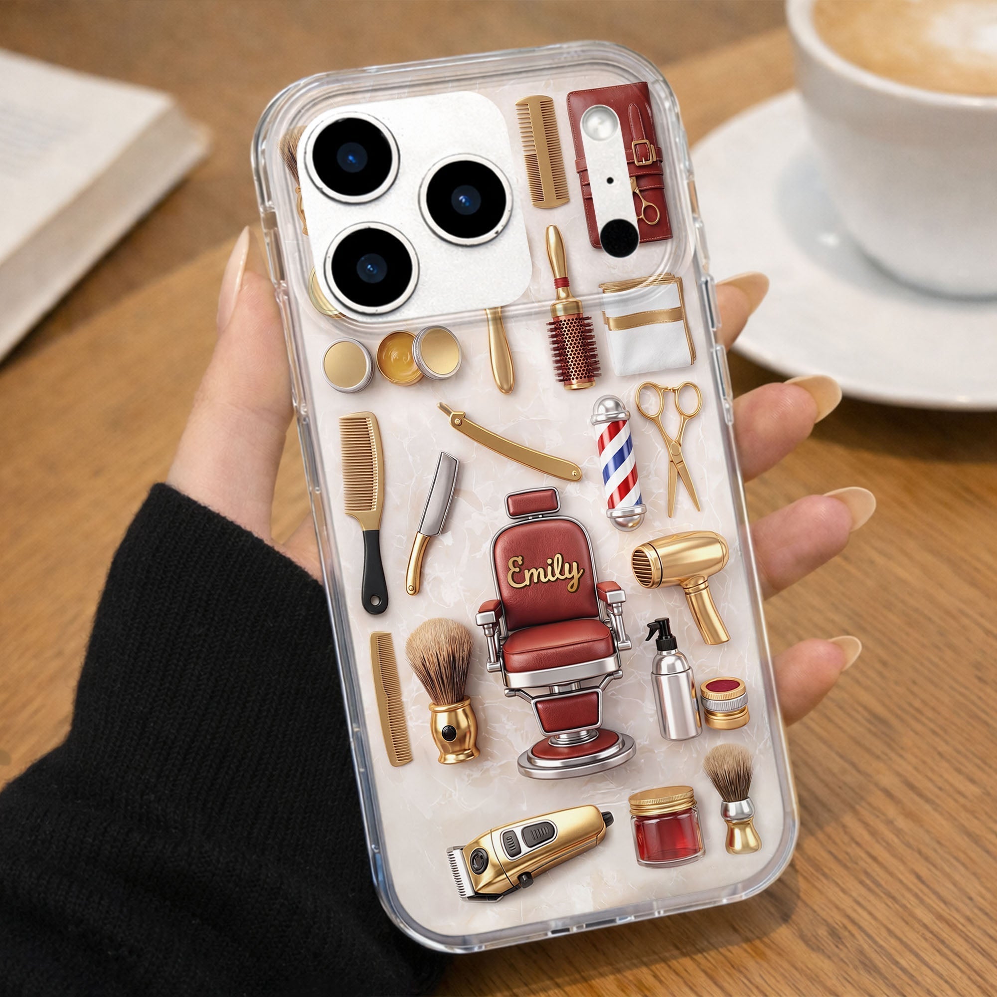 Personalized Clear Phone Case Custom Name Gift for Barber