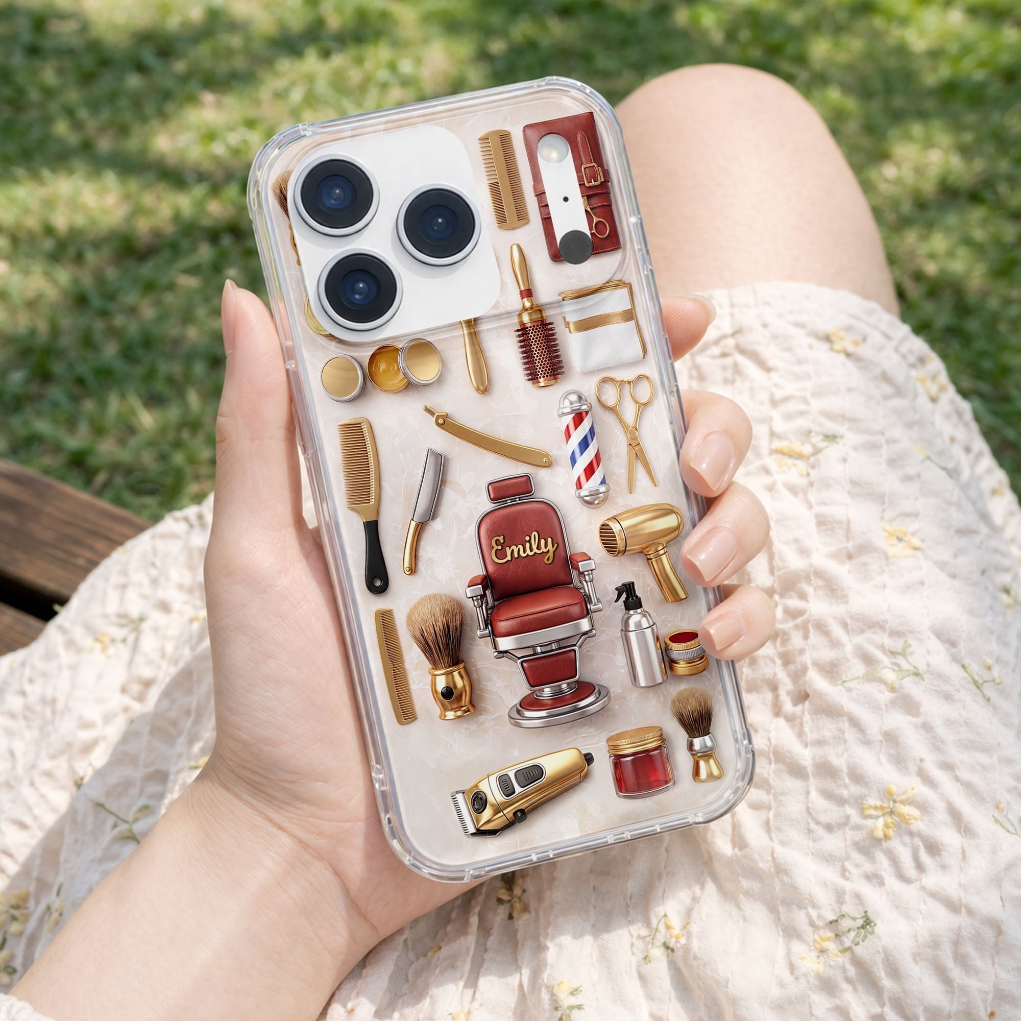 Personalized Clear Phone Case Custom Name Gift for Barber