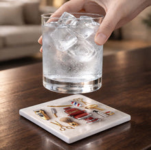 Load image into Gallery viewer, Personalized Ceramic Coaster Custom Barber Chair Gift for Dad
