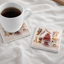 Load image into Gallery viewer, Personalized Ceramic Coaster Custom Barber Chair Gift for Dad
