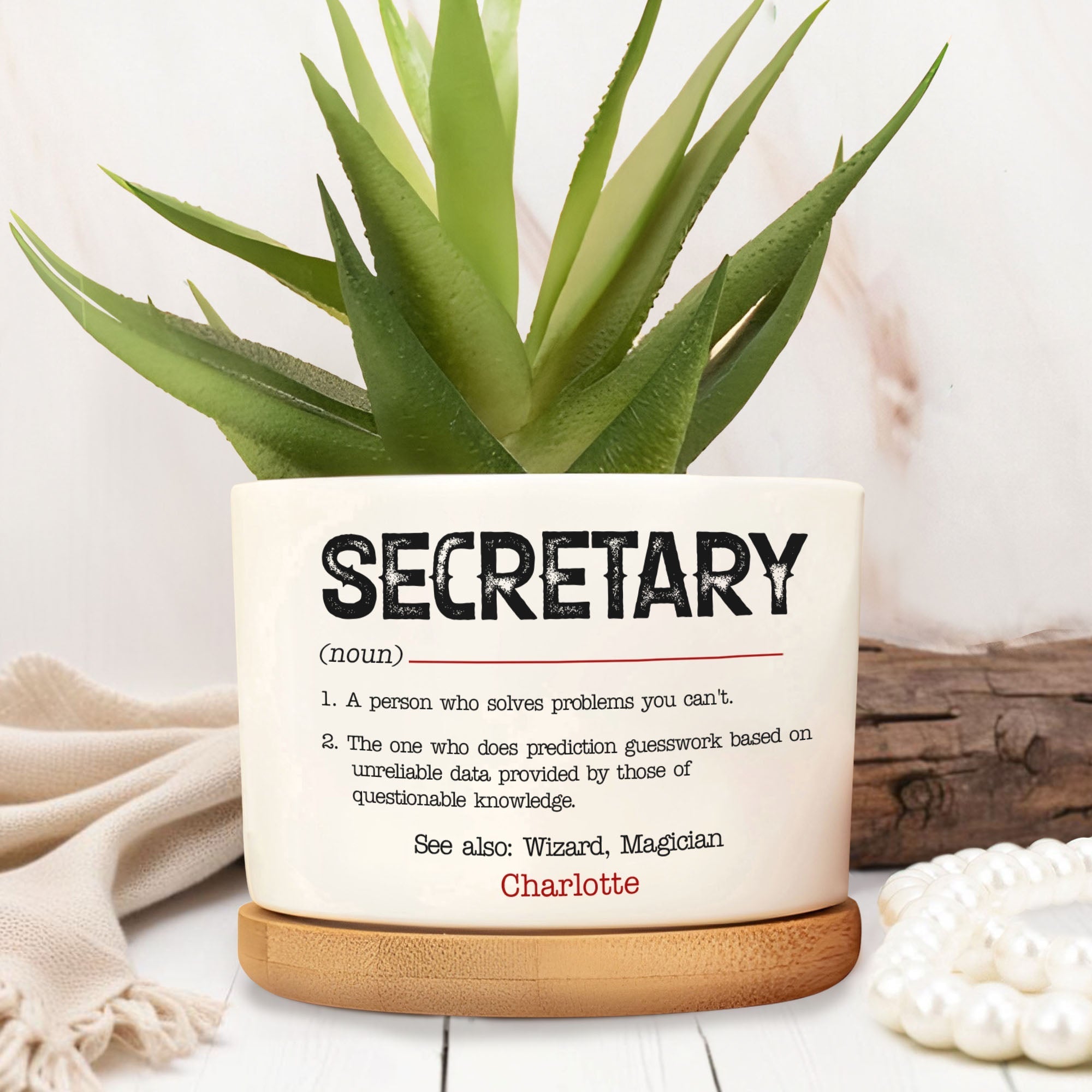 Personalized Ceramic Plant Pot Custom Name Gift for Coworkers