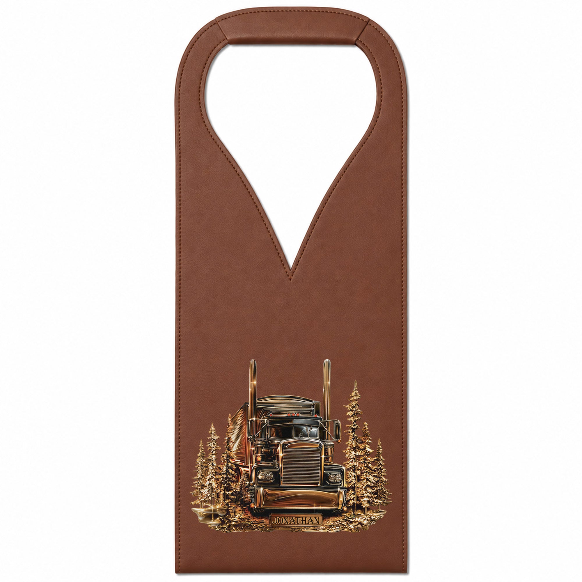 Personalized Leather Wine Bag Custom Name for Truck Driver Gift