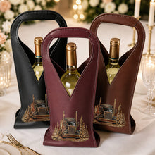 Load image into Gallery viewer, Personalized Leather Wine Bag Custom Name for Truck Driver Gift
