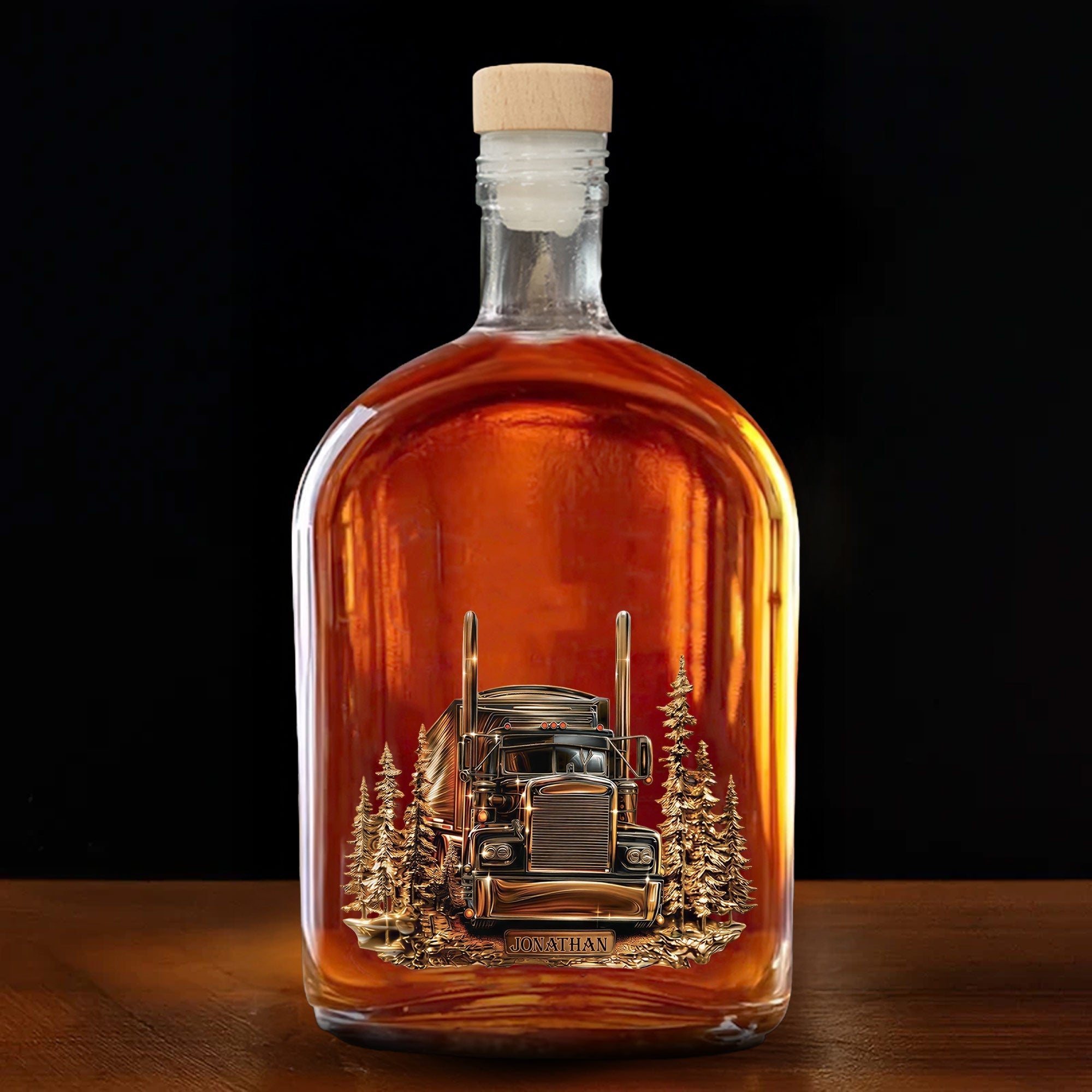 Personalized Whiskey Bottle Custom Name Gift for Dad Truck Driver
