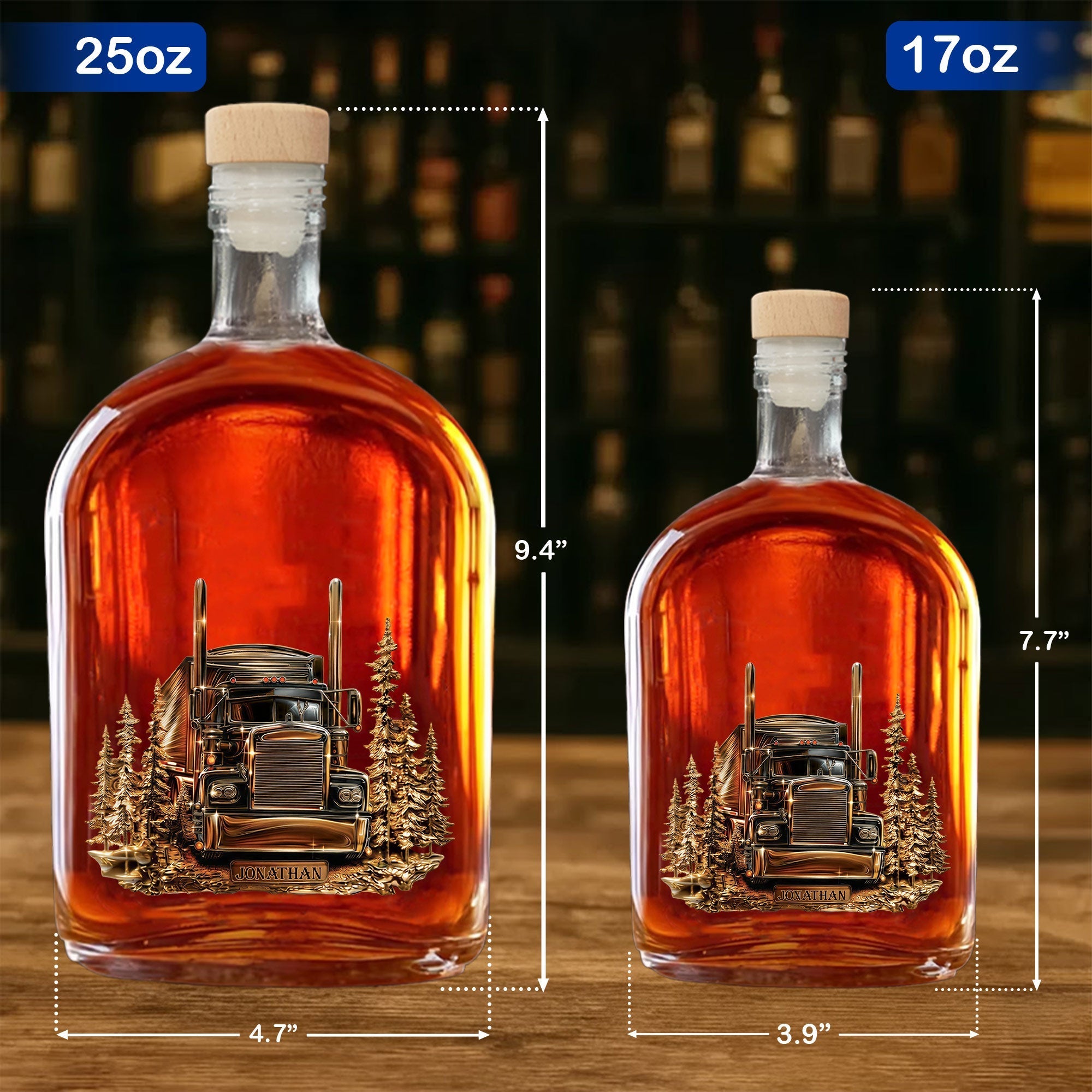 Personalized Whiskey Bottle Custom Name Gift for Dad Truck Driver