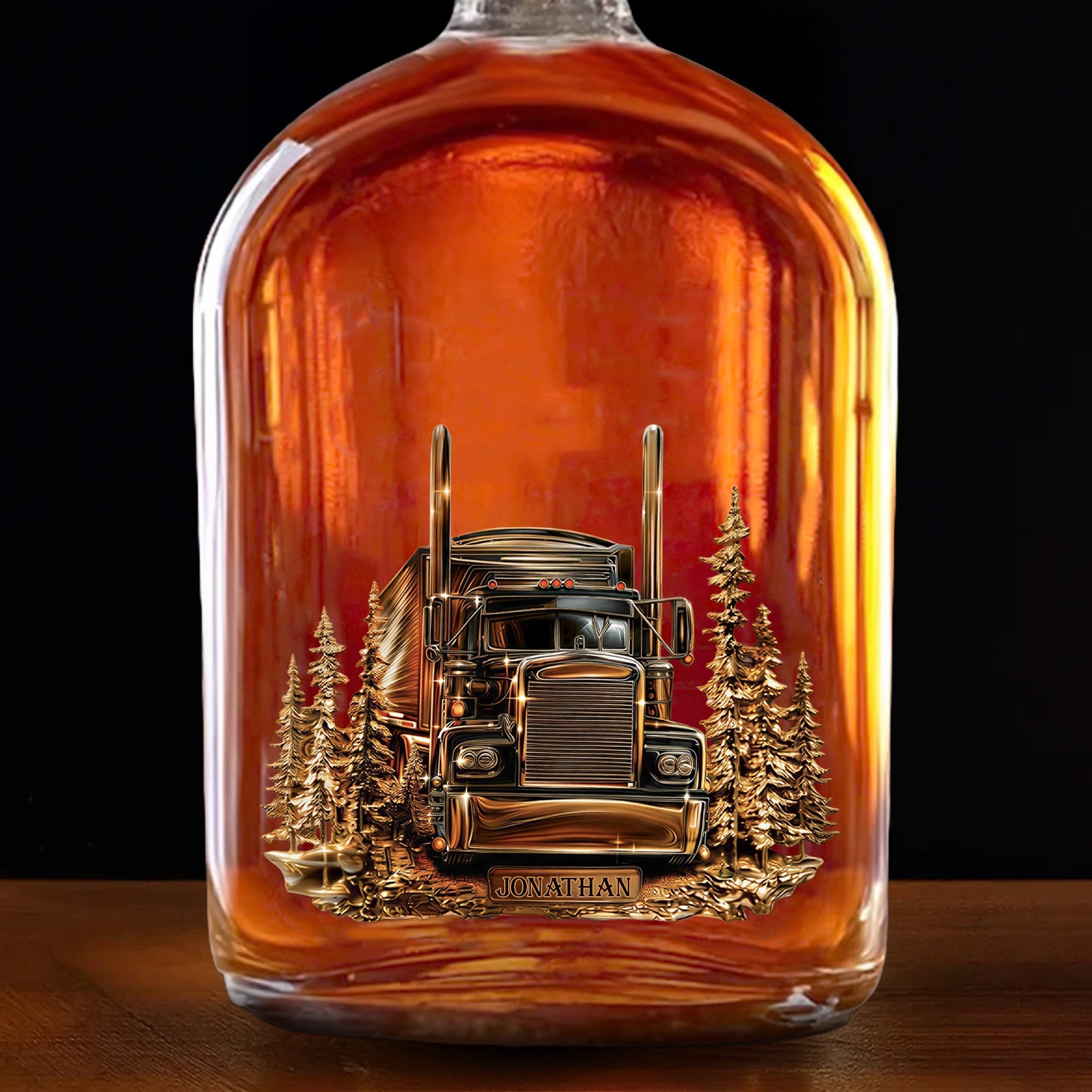 Personalized Whiskey Bottle Custom Name Gift for Dad Truck Driver