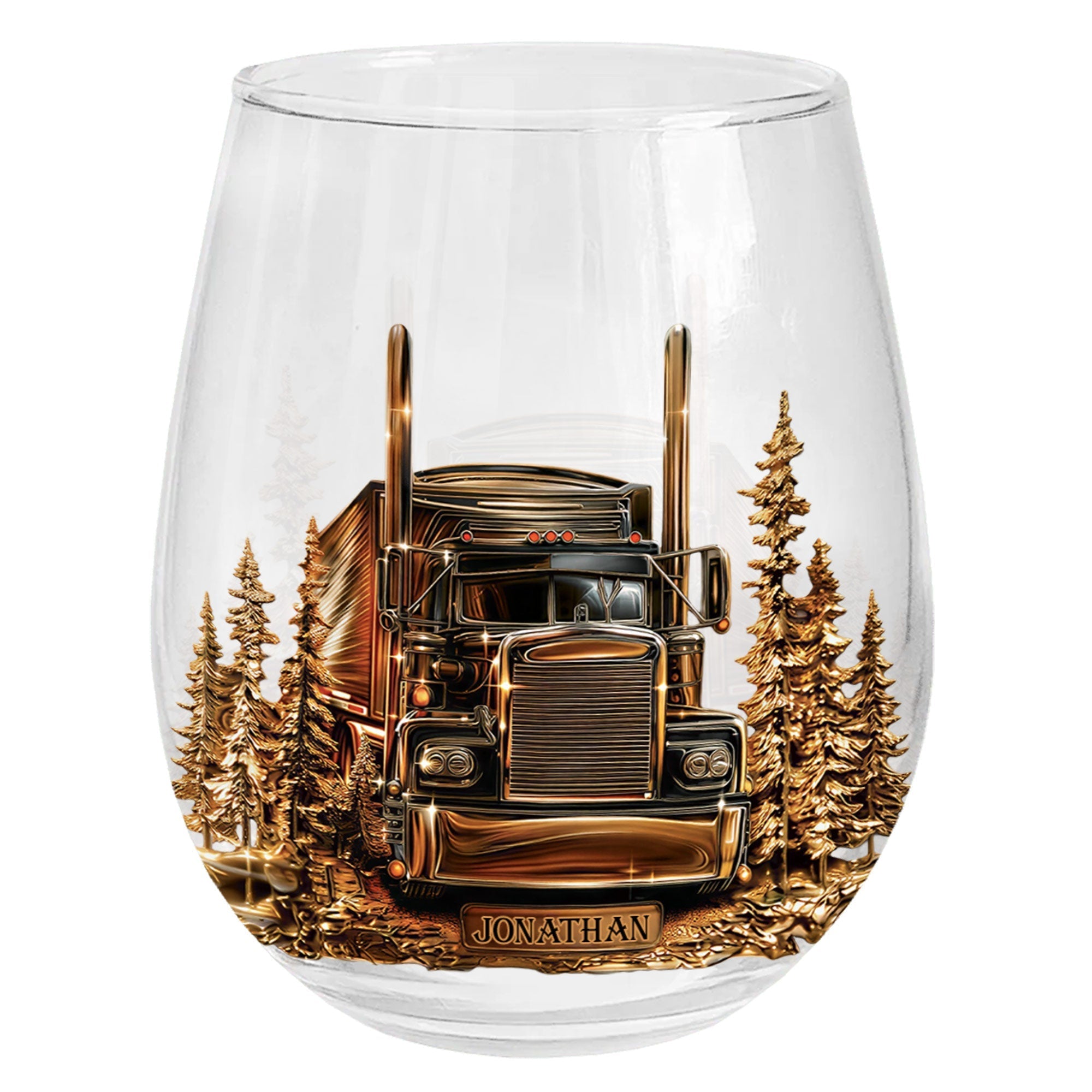 Personalized Stemless Wine Glass Custom Name Truck Driver Gift