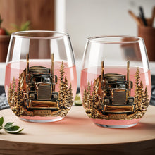 Load image into Gallery viewer, Personalized Stemless Wine Glass Custom Name Truck Driver Gift
