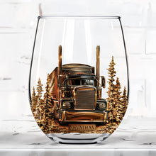 Load image into Gallery viewer, Personalized Stemless Wine Glass Custom Name Truck Driver Gift
